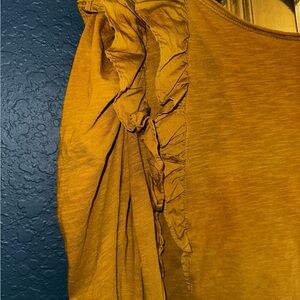 Anthropologie Golden Ruffle Sleeve Blouse